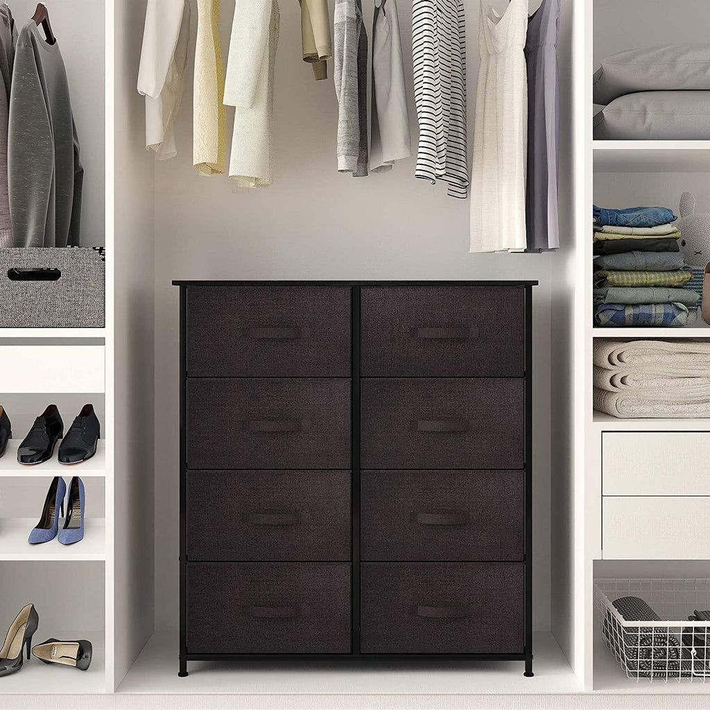 8 Drawer Fabric Dresser with Wooden Top Shelf T1133