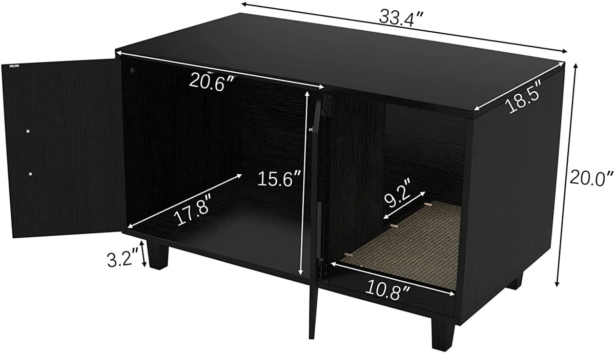 Cat Litter Box Enclosure Table Nightstand with Scratch Pad P928