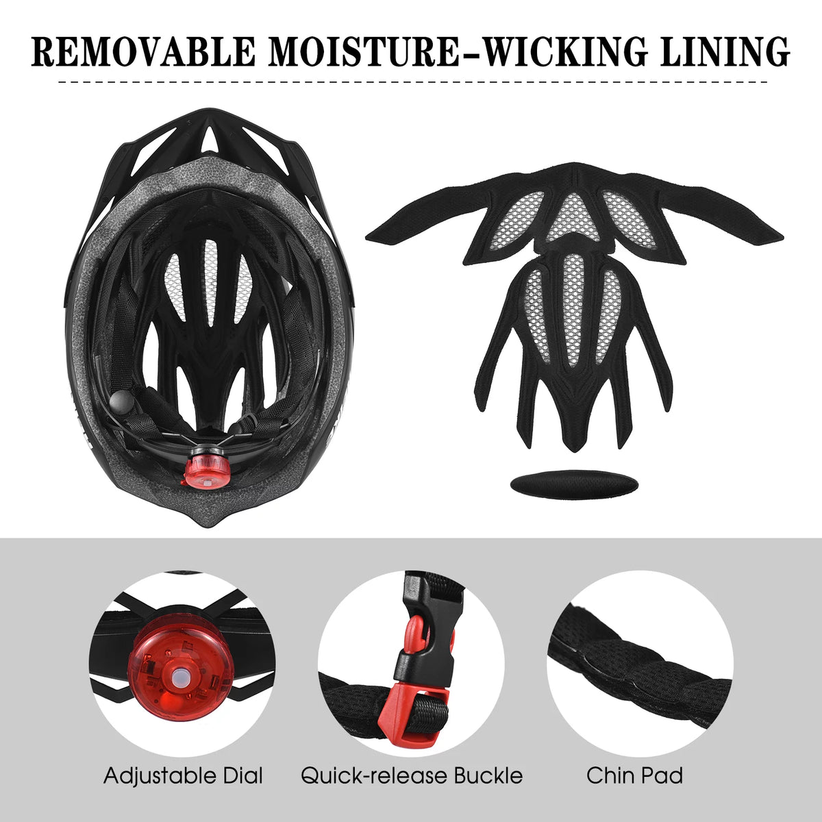 Lightweight Bicycle Helmet with LED Light Q58904