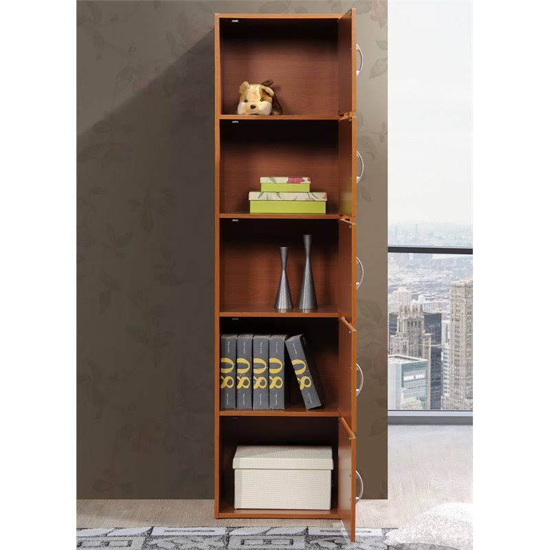 5 Shelf 5 Door Cherry Bookcase K37155