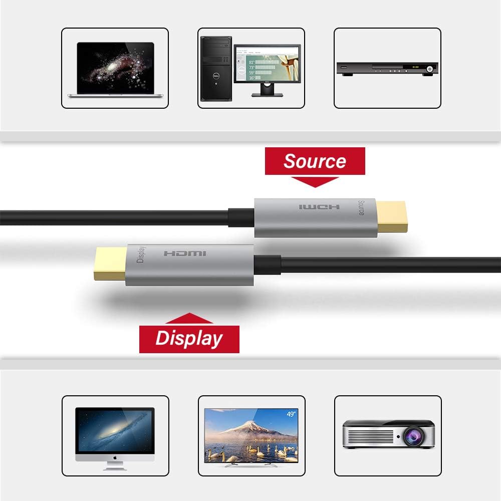 50ft Fiber Optic HDMI Cable 4K@60Hz HDR ARC 18Gbps E80984