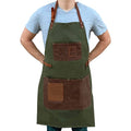 Green Waxed Canvas Apron with Leather Accents K46726