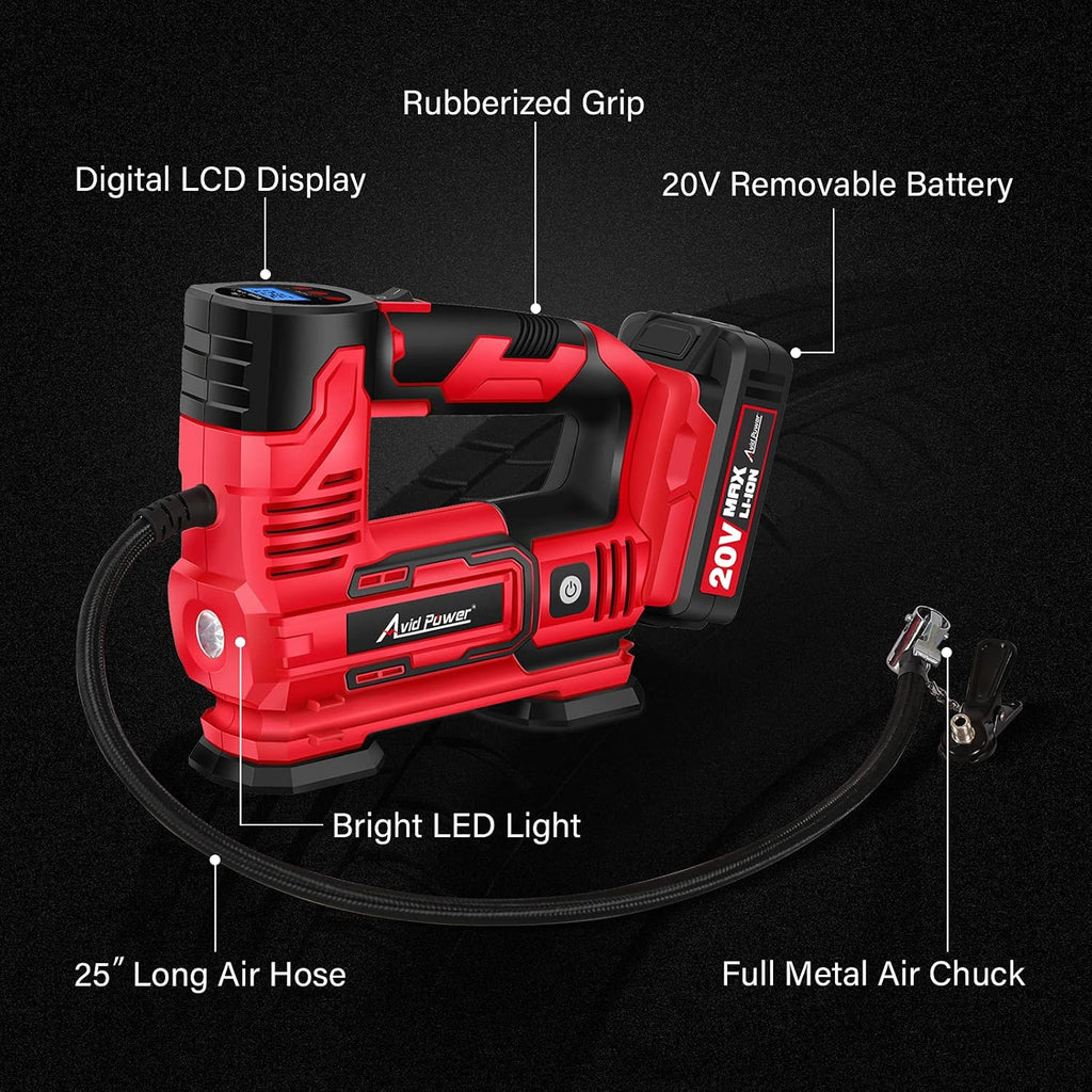 20V Cordless Portable Air Compressor Tire Inflator 150PSI W8437