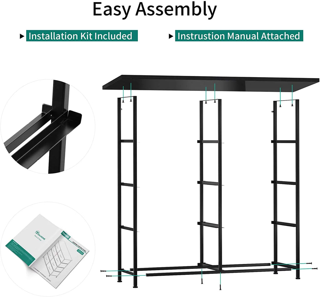 8 Drawer Fabric Dresser with Wooden Top Shelf T1133
