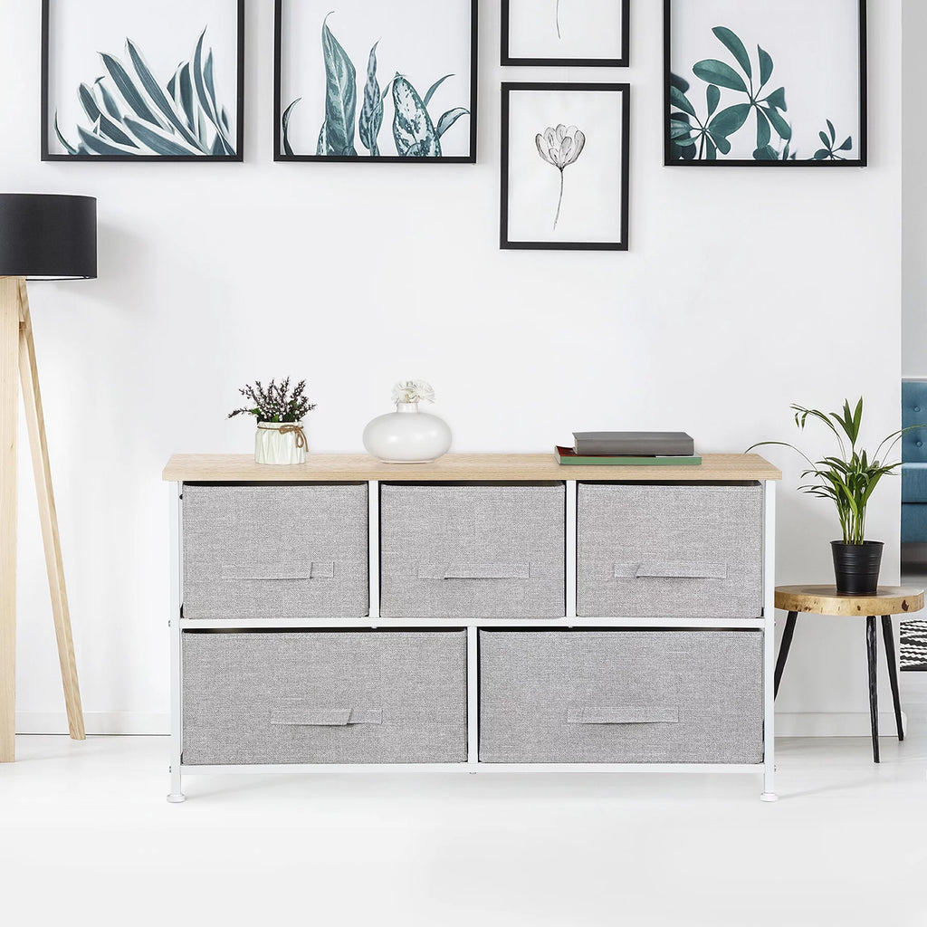 Brown 5 Drawer Fabric Dresser G79450