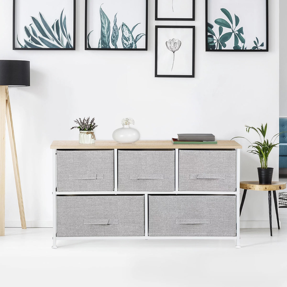 Brown 5 Drawer Fabric Dresser G79450