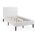Twin Upholstered Bed Frame with Tufted Headboard Beige N875