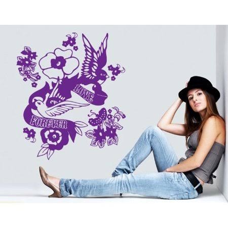 Dark Green Floral Wall Decal D941