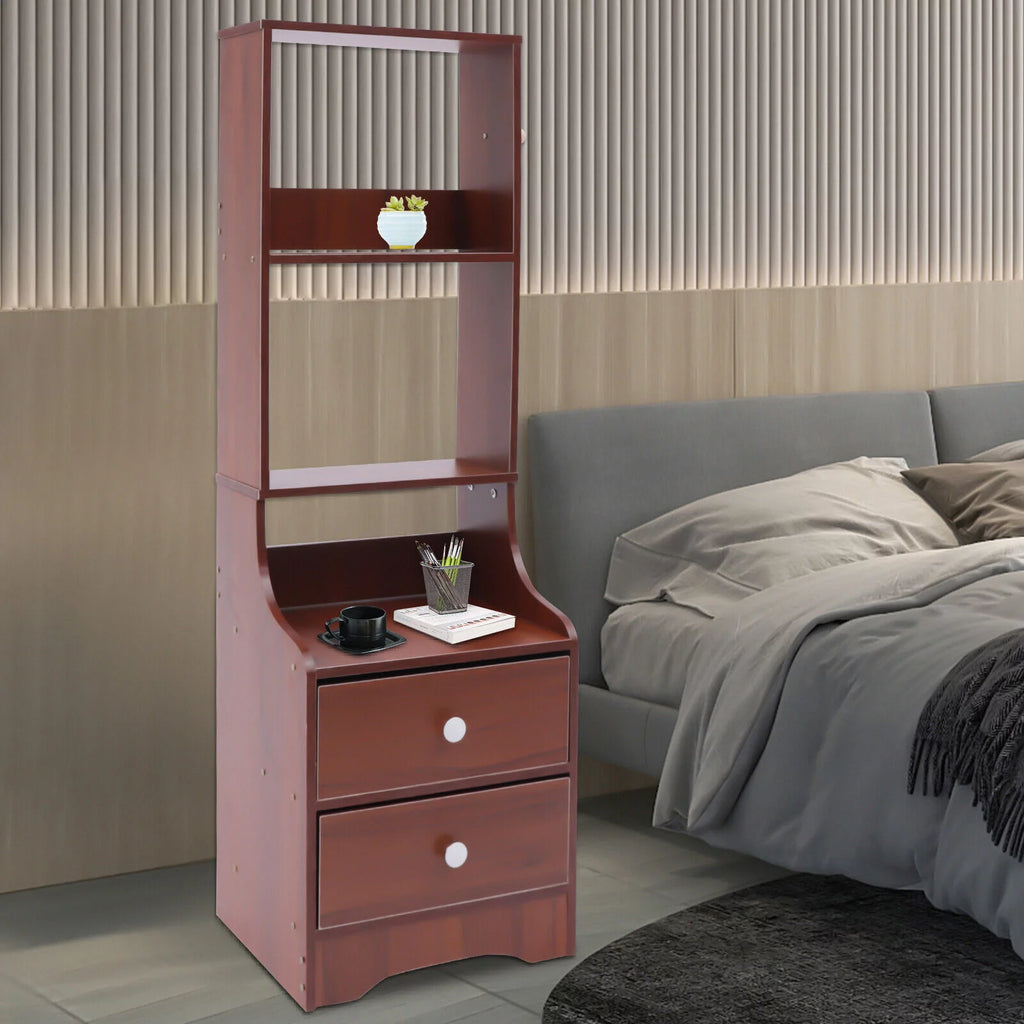 2 Drawer Bedside Nightstand with Open Storage O996