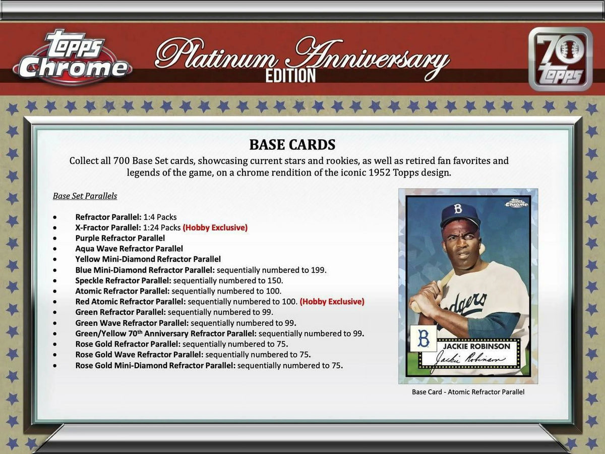 Topps Chrome Baseball Platinum Anniversary Hobby D2209