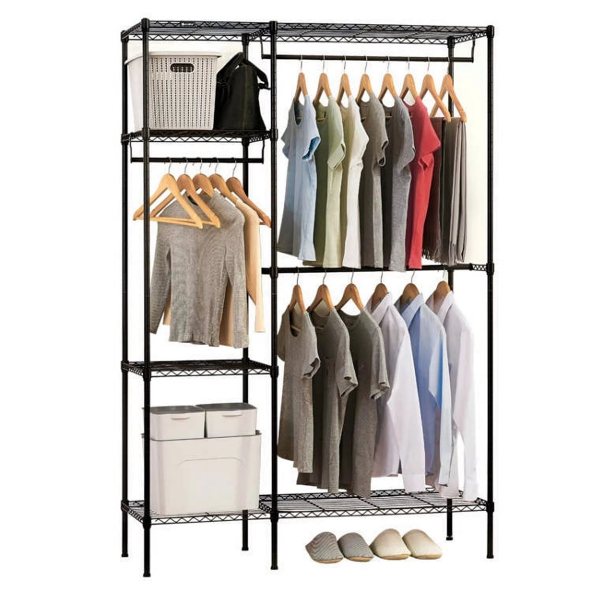 Heavy Duty Garment Rack Clothing Storage Organizer Black J29328
