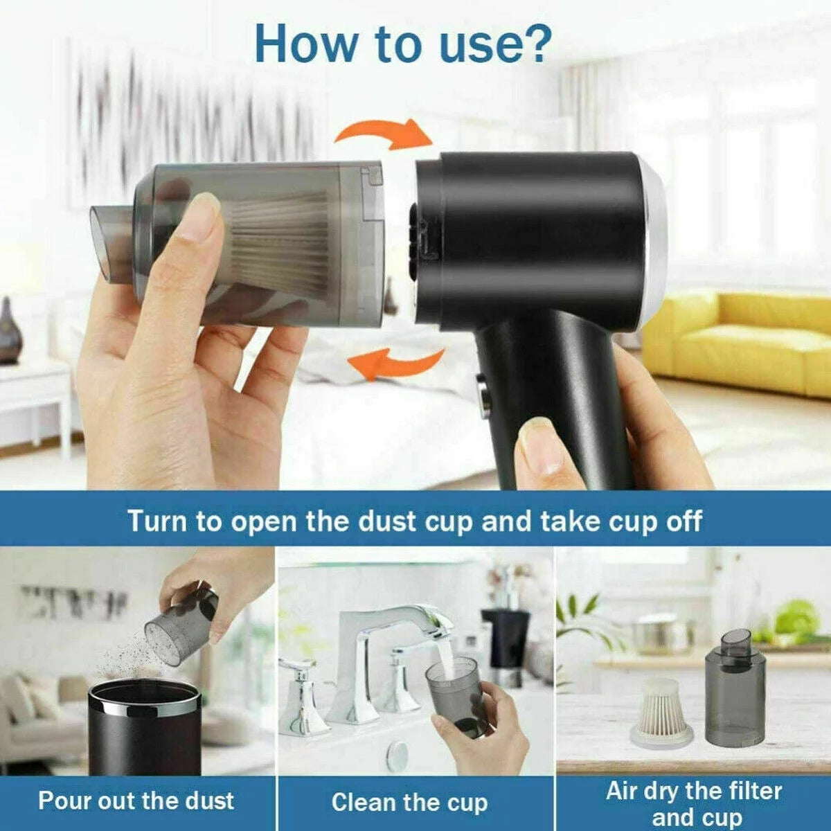 Cordless Handheld Wet Dry Vacuum Cleaner Q90329