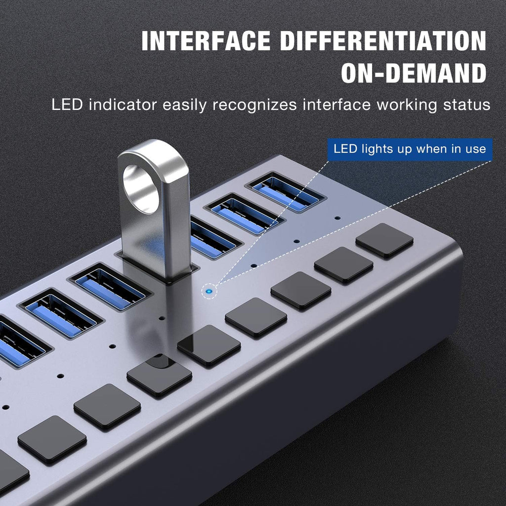 16 Ports USB 3.0 Data Hub with On/Off Switches and Power Adapter H15337
