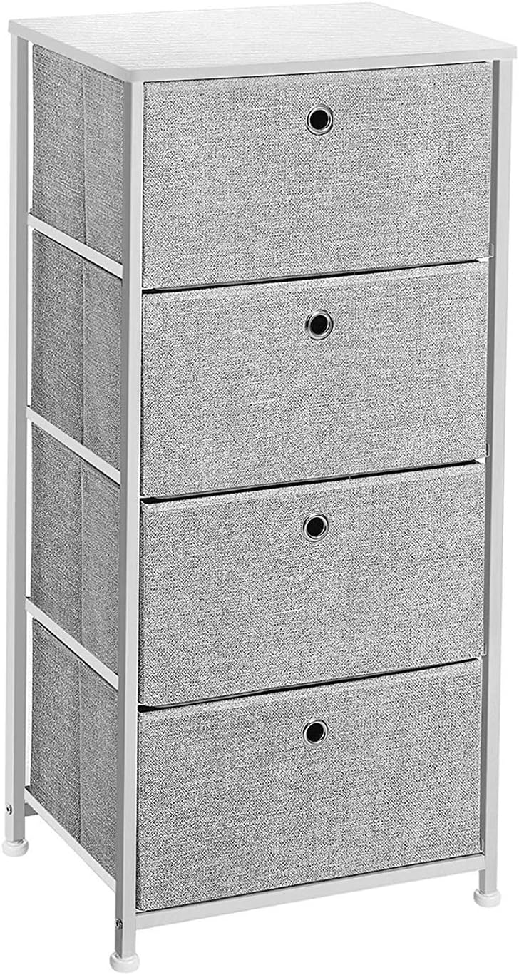 4 Tier Black Dresser Storage Cabinet with 4 Fabric Drawers C543