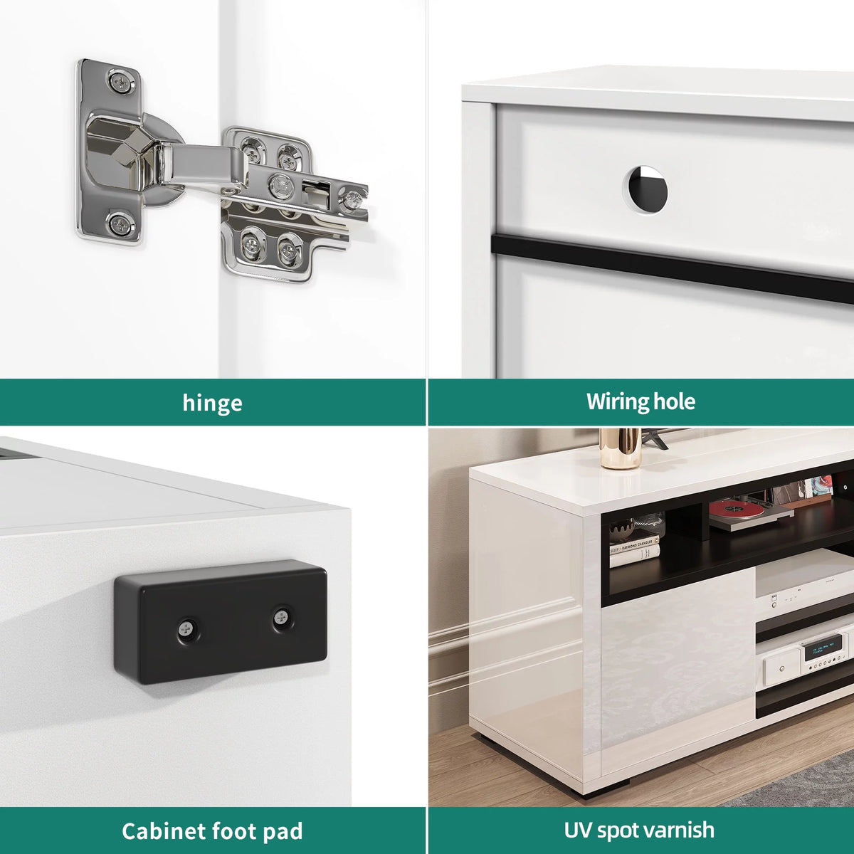 White High Gloss TV Stand with LED Lights P46241