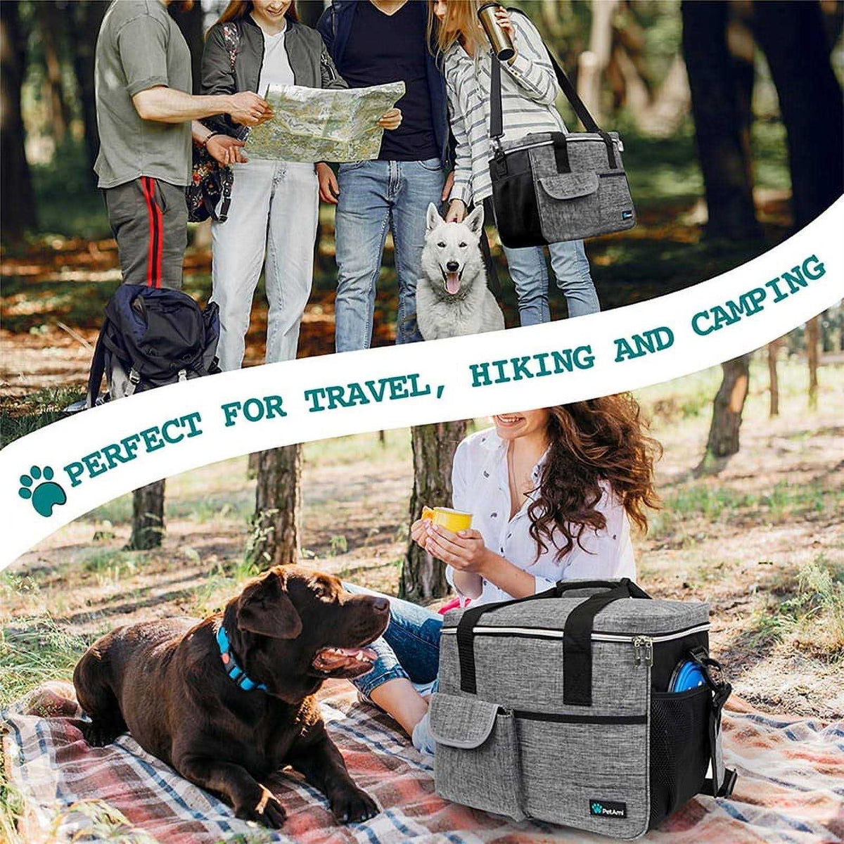 Dog Travel Bag with Food Container and Bowls Q992031