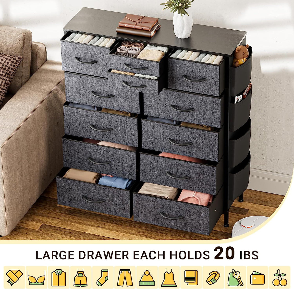 12 Drawer Fabric Dresser G90418