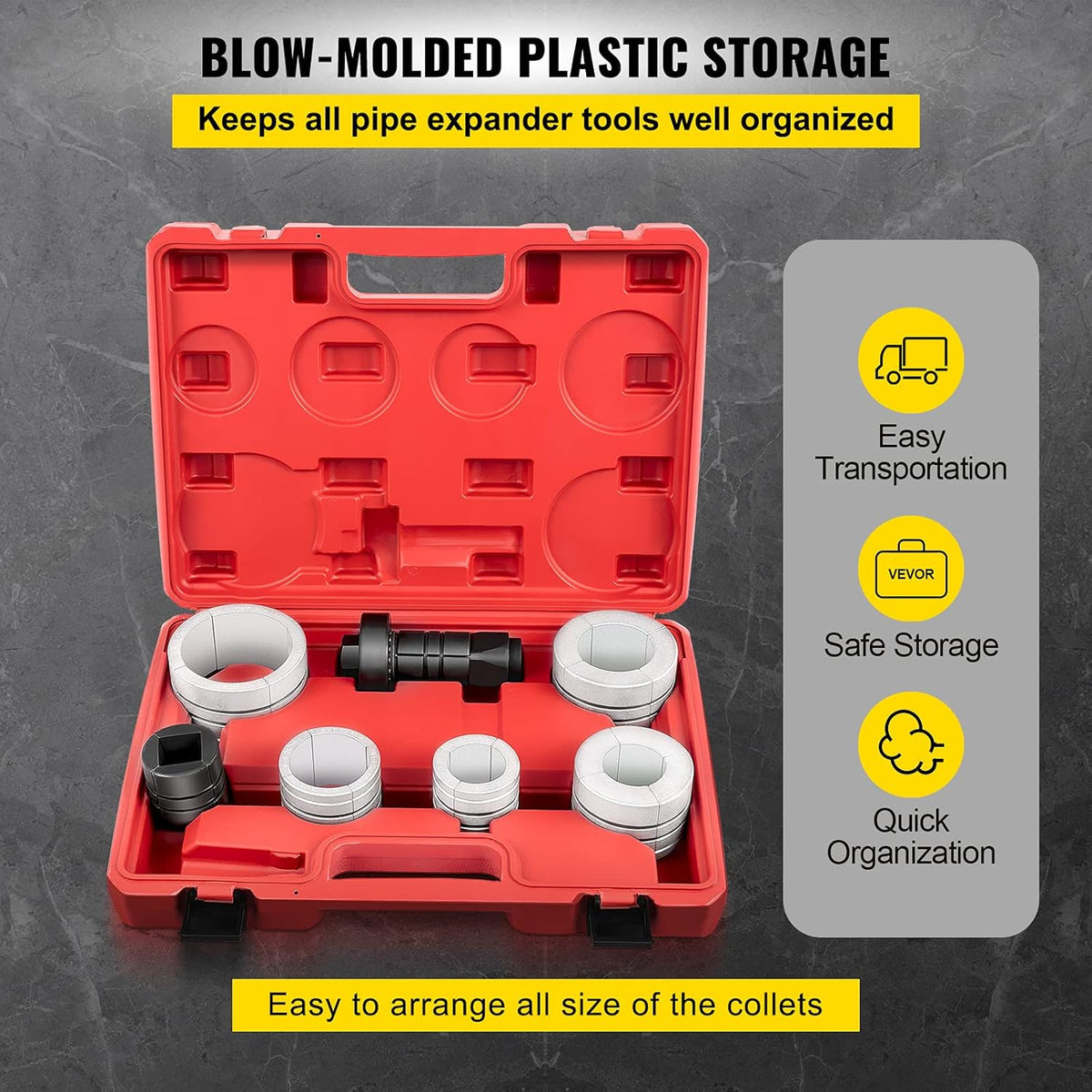 Pipe Stretcher Kit 1-5/8 to 4-1/4, 7 Pcs Pipe Expander I413