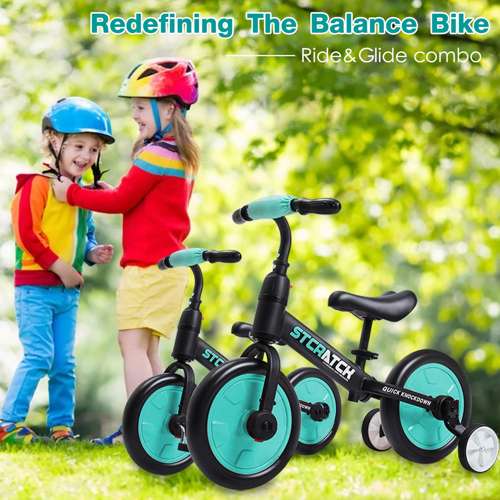 4 in 1 Toddlers Balance Bike with Pedals and Training Wheels R167603