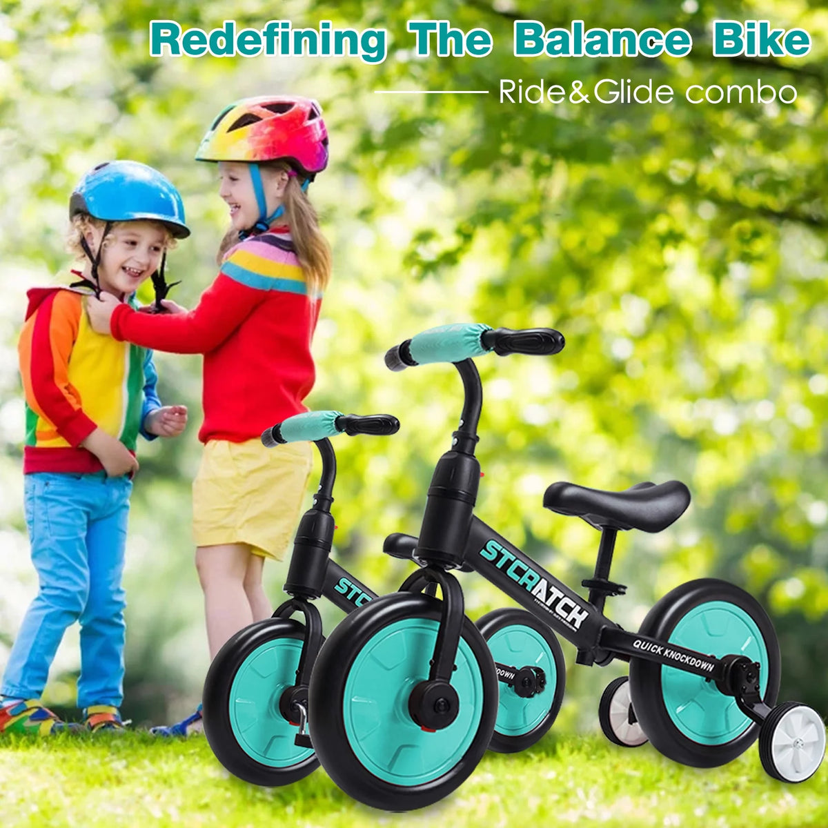 4 in 1 Toddlers Balance Bike with Pedals and Training Wheels R167603