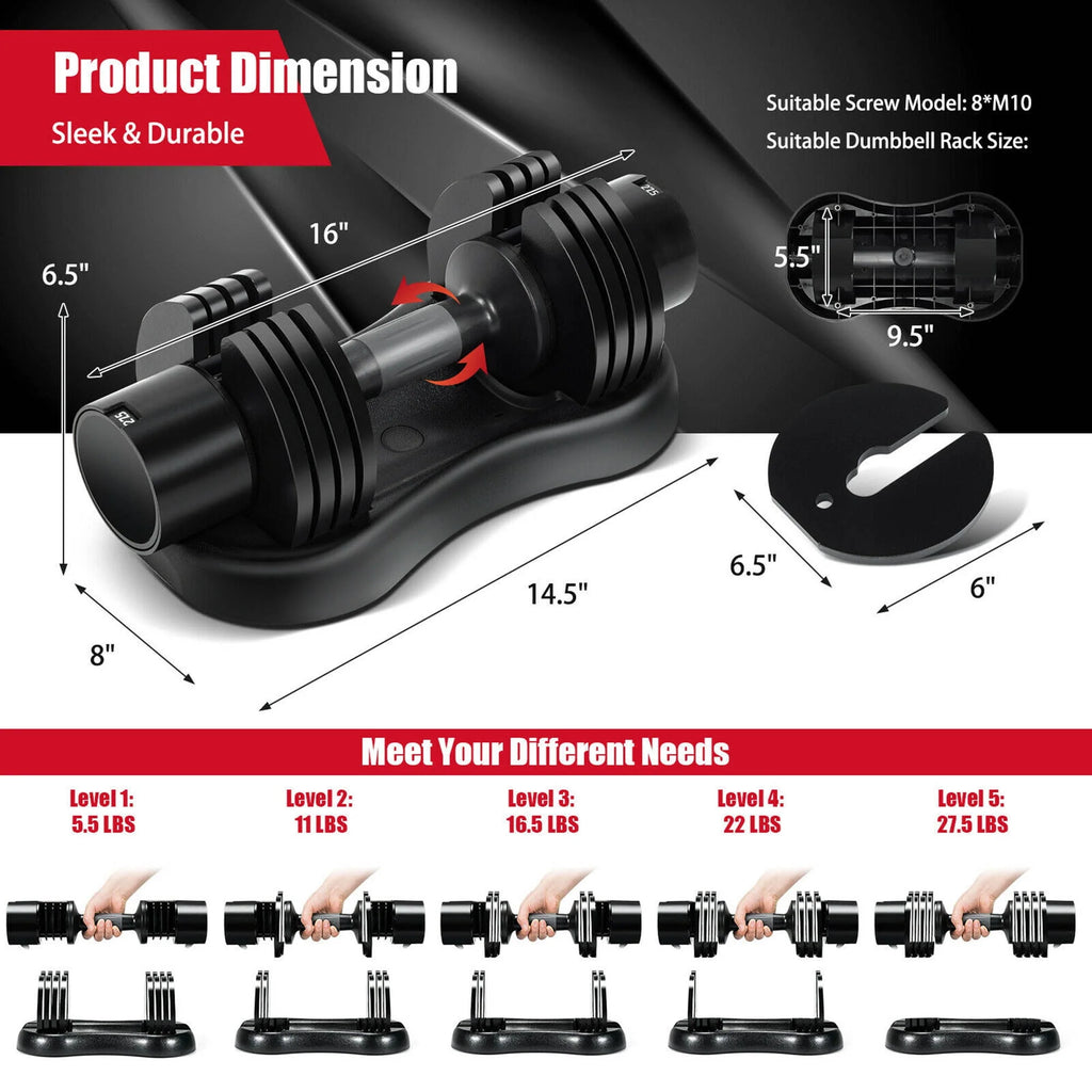 27.5lbs 5-in-1 Adjustable Dumbbell C66936