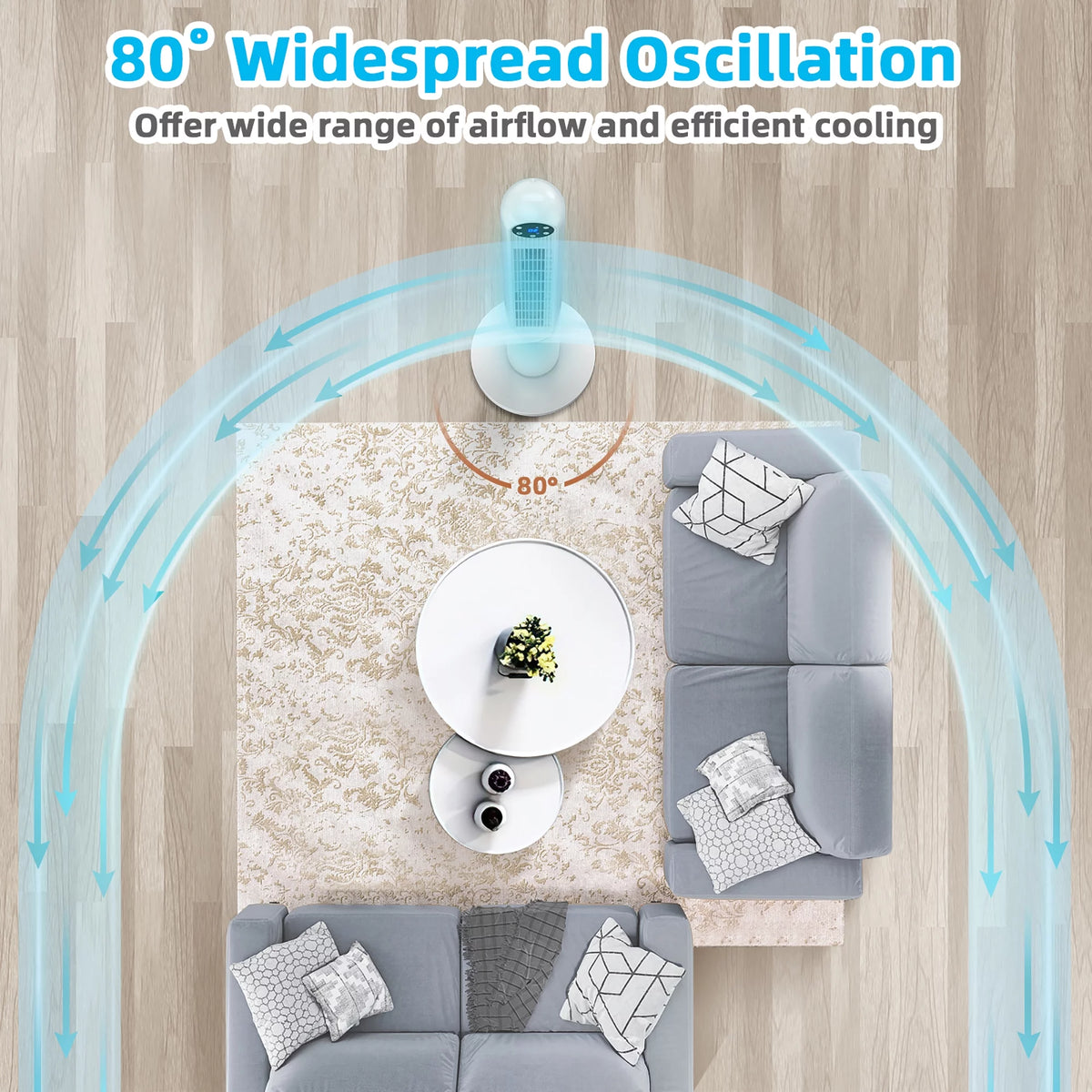 42'' Oscillating Tower Fan with Remote White M481580