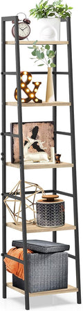 5-Tier Wood and Metal Ladder Shelf Bookcase G3667