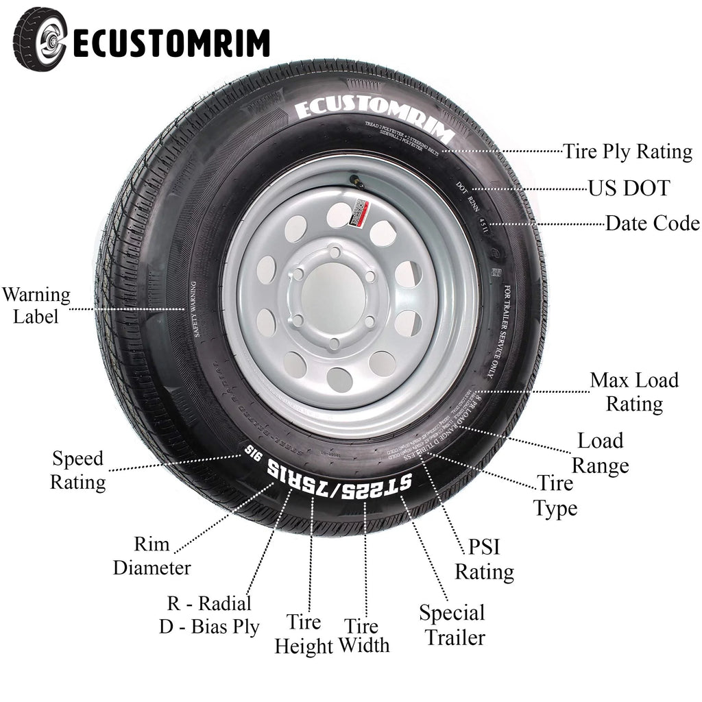 15 in. 6 Bolt Hole White Steel Trailer Wheel Rim K457746