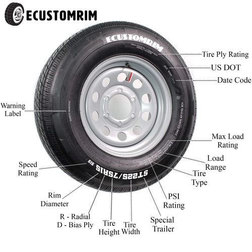 15 in. 6 Bolt Hole White Steel Trailer Wheel Rim K457746
