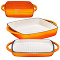 Enameled Cast Iron 11 inch Square Casserole Baking Pan with Griddle Lid Y926