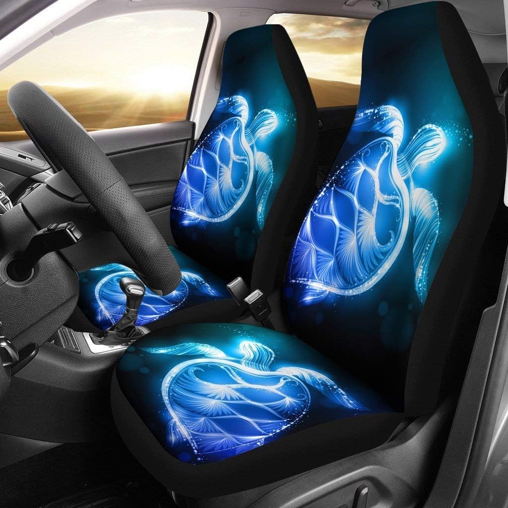 Blue Sea Turtle Print Car Seat Covers Set of 2 U858913