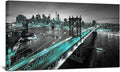 3 Piece Black White and Teal Cityscape Canvas Prints 20x36 X639108