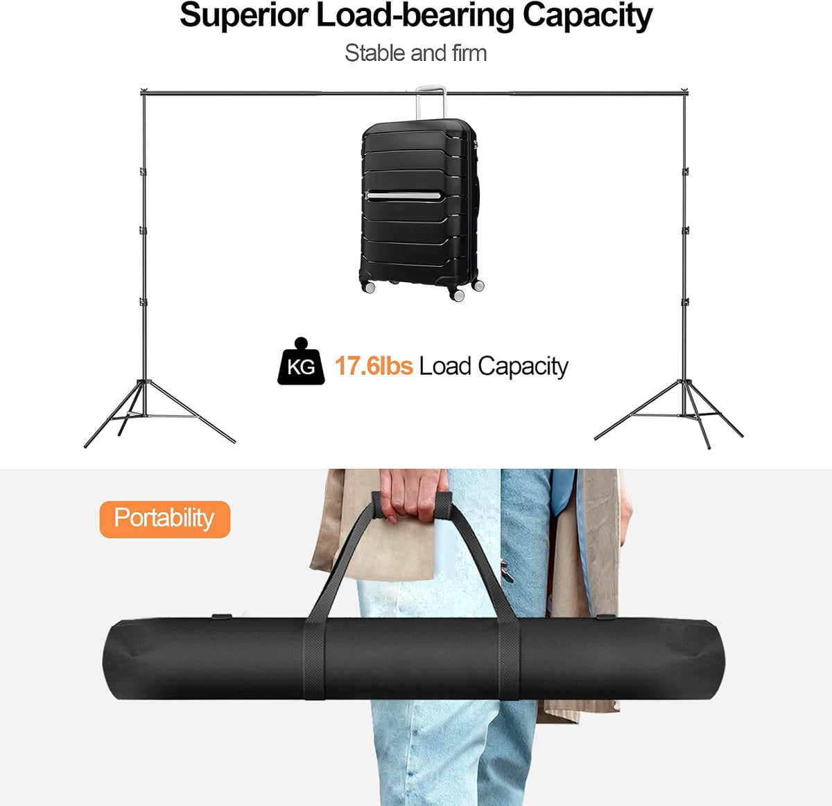 8.5 x 10 ft Heavy Duty Adjustable Backdrop Stand with Carry Bag K6653