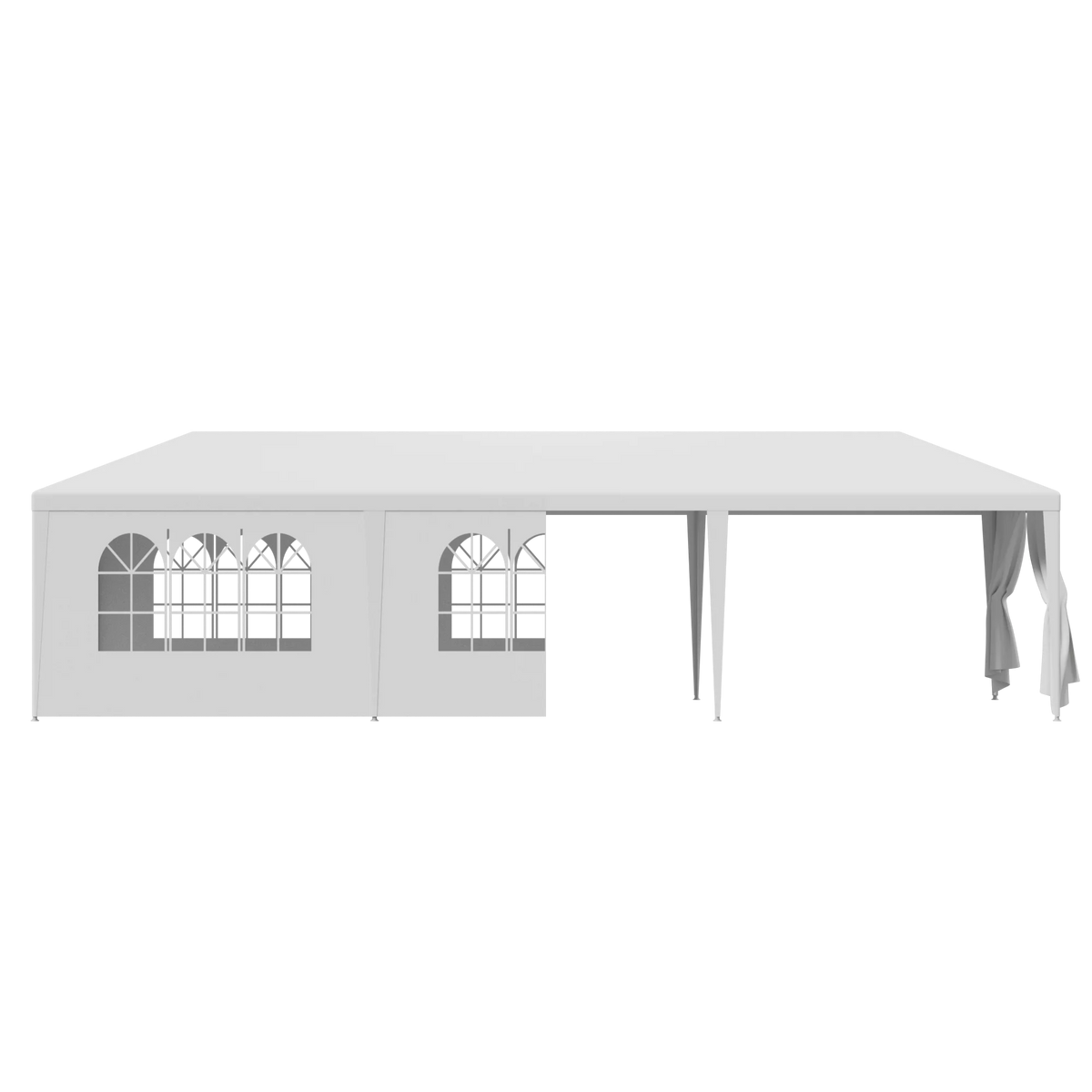 10'x 30' White Gazebo Canopy with 6 Windows & 2 Sidewalls T1717