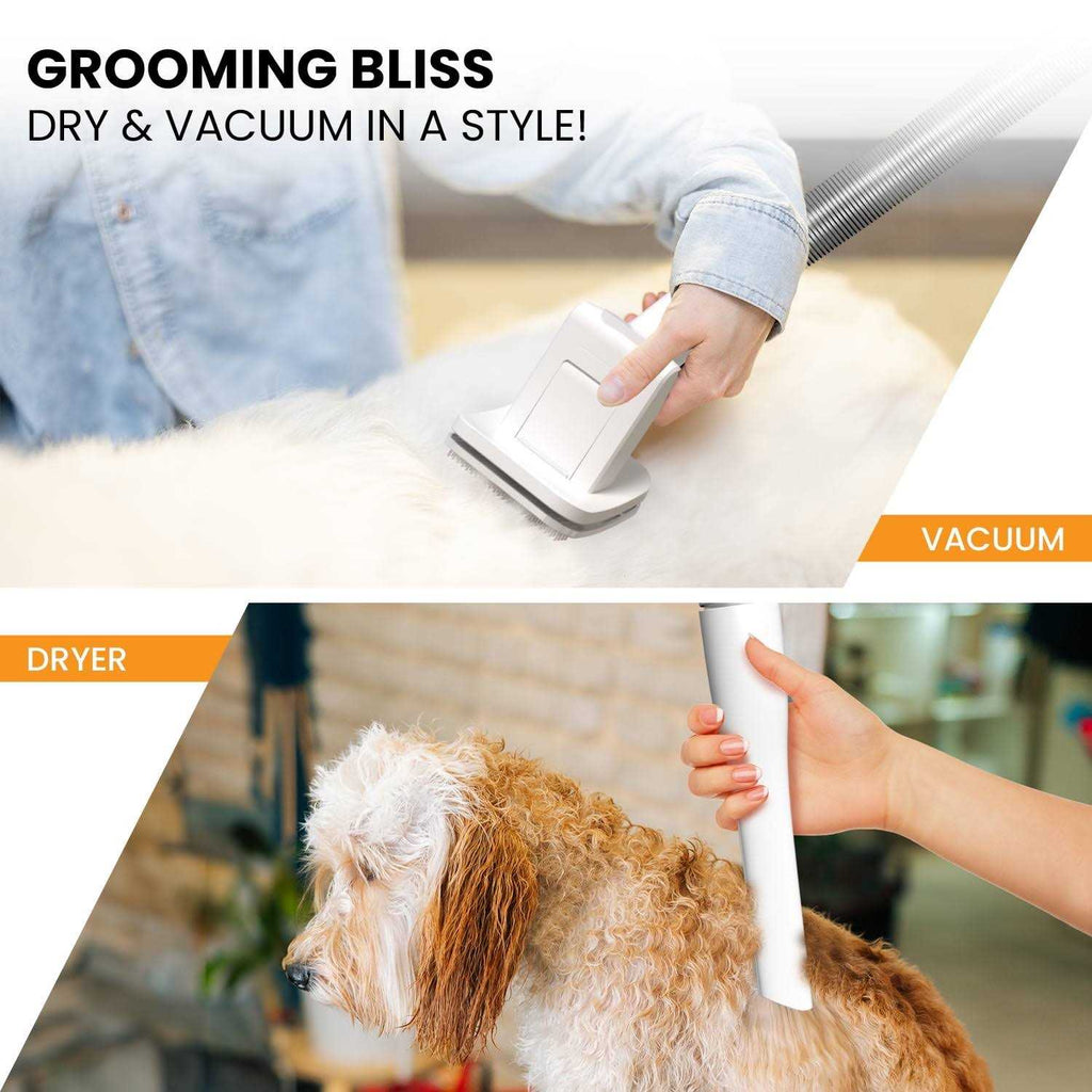 3-in-1 Pet Grooming Kit Vacuum Suction Dryer Clipper 6 Tools 4L Dust Y426068