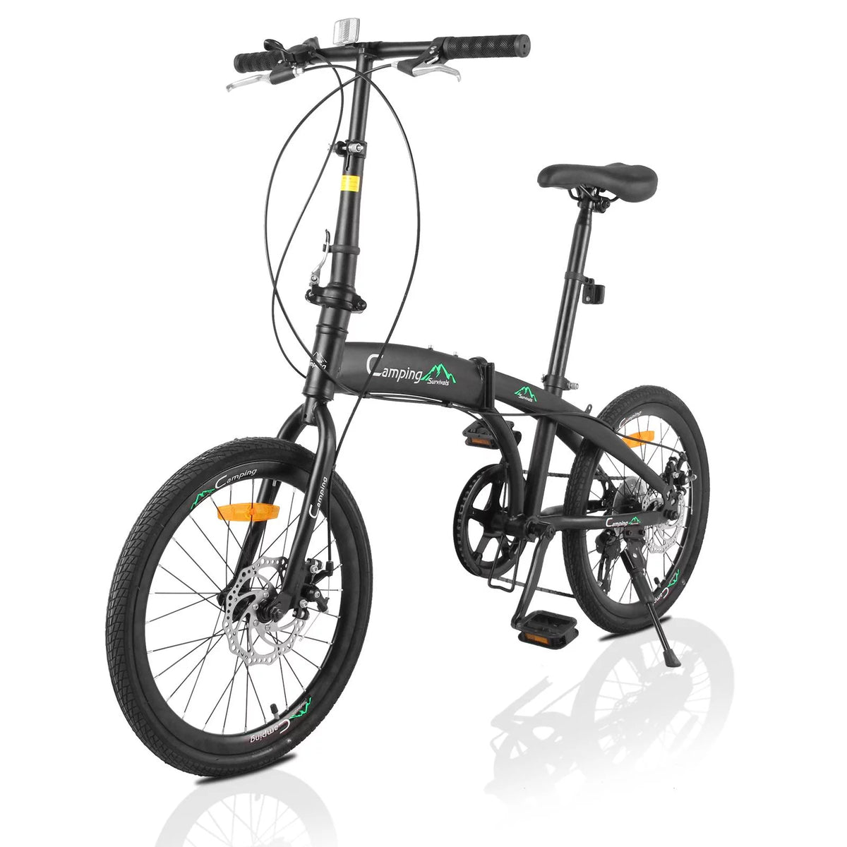 20 Folding Bike, 7 Speed Lightweight City Commuter Bicycle, Black A2895