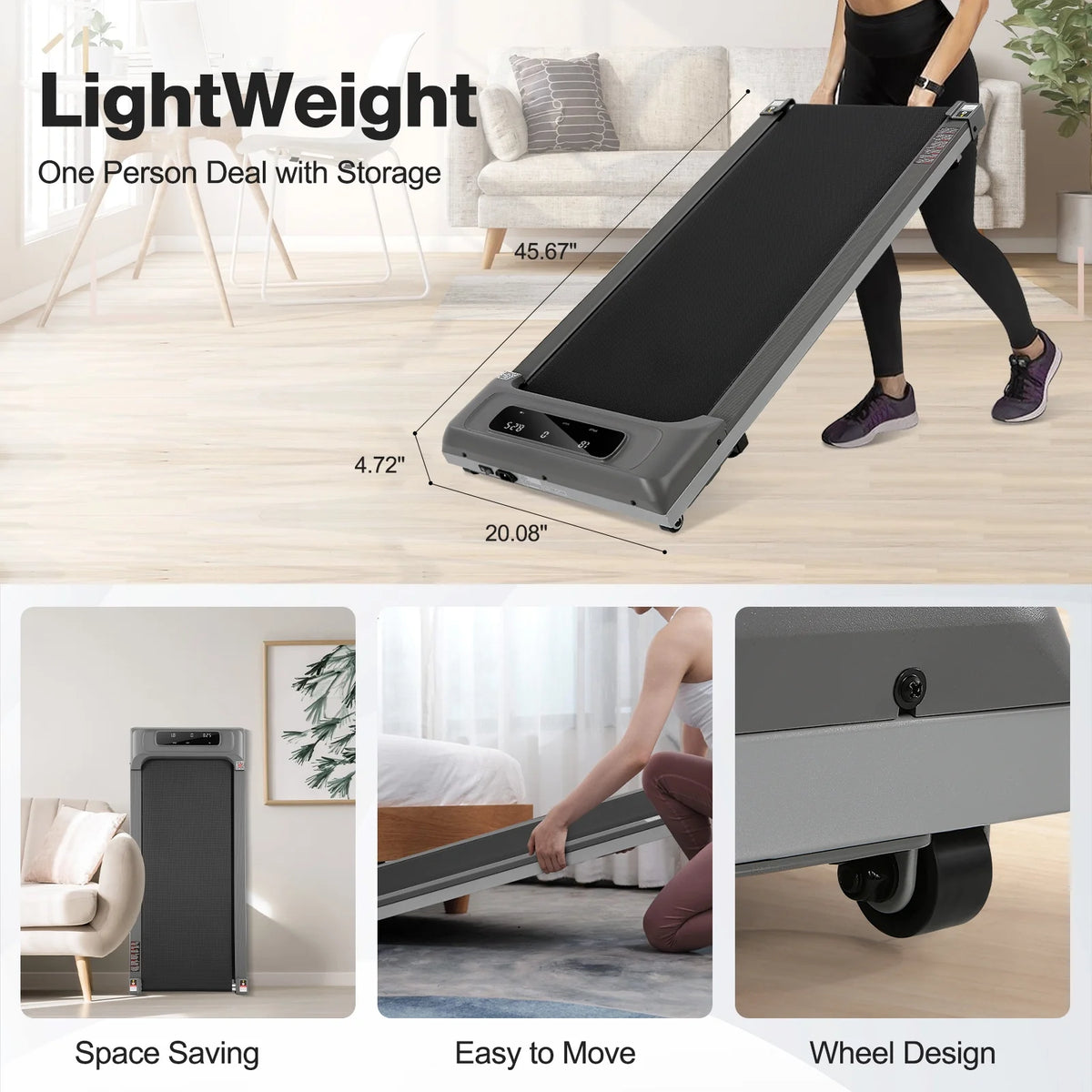 Under Desk Treadmill 2 in 1 Walking Pad with Remote Control A97550