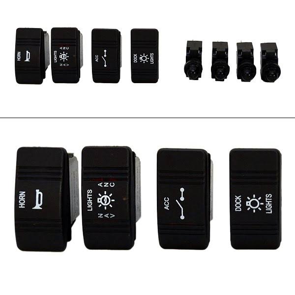 Black 8 Piece Illuminated Boat Rocker Switch Set B4027