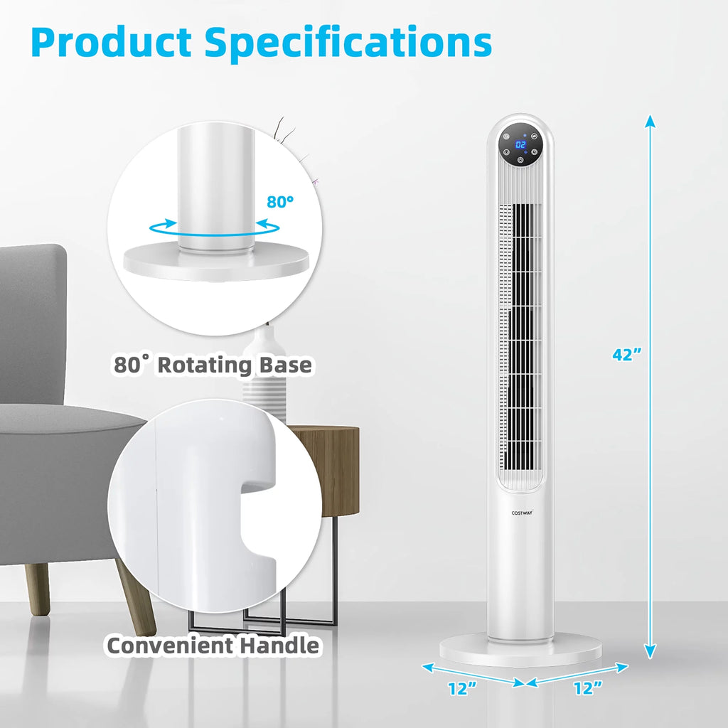 42'' Oscillating Tower Fan with Remote White M481580