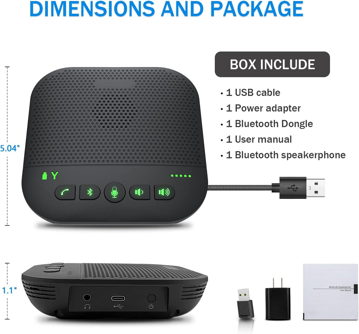 Bluetooth Speakerphone with 4 Microphones X92985