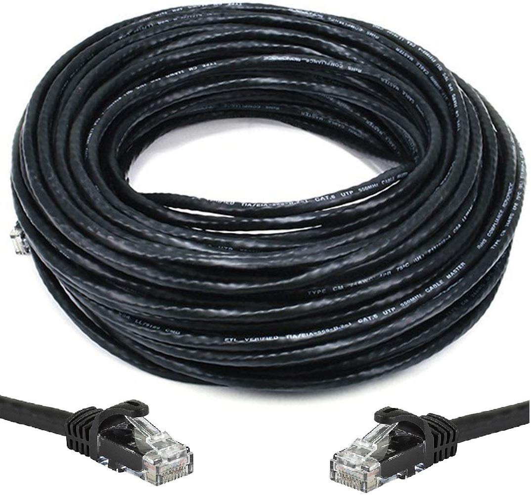 300' FT Heavy Duty CAT6 Waterproof Outdoor Direct Burial UV Resistant Ethernet LAN Network Patch Cable Oxygen-Free Copper Construction RJ45 Cord T48206