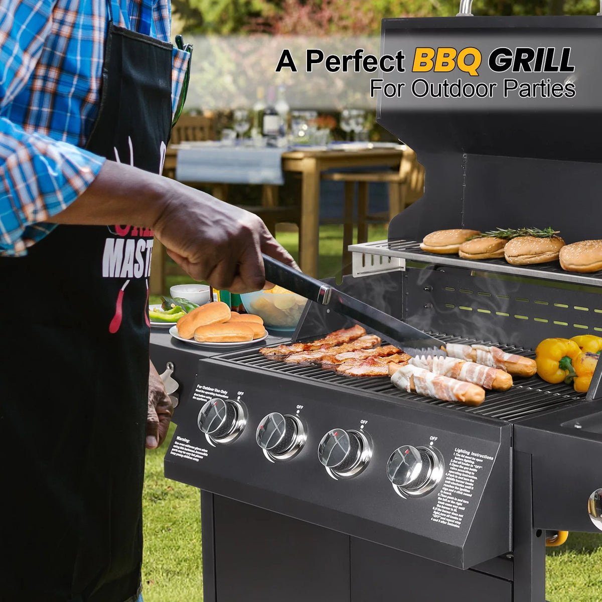 4-Burner Propane Gas Grill with Side Burner J298087