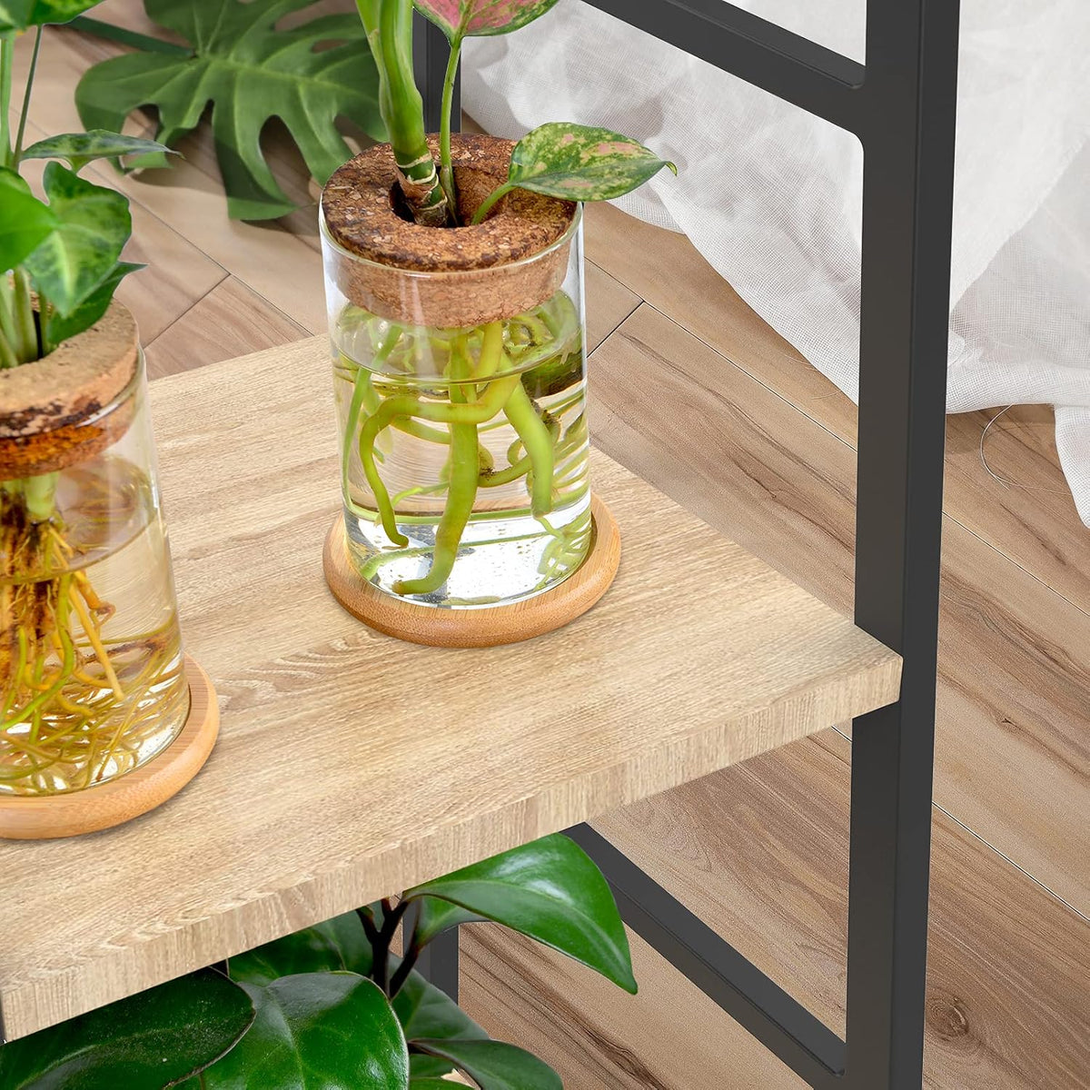 5-Tier Wood and Metal Ladder Shelf Bookcase G3667