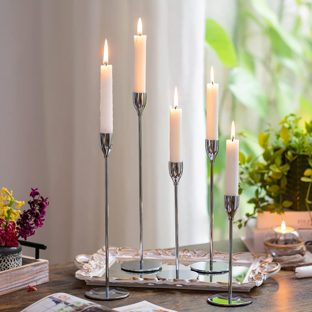 Gold Candlestick Holders Set of 5 Tall Metal P9991