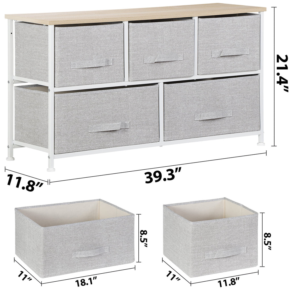 Brown 5 Drawer Fabric Dresser G79450