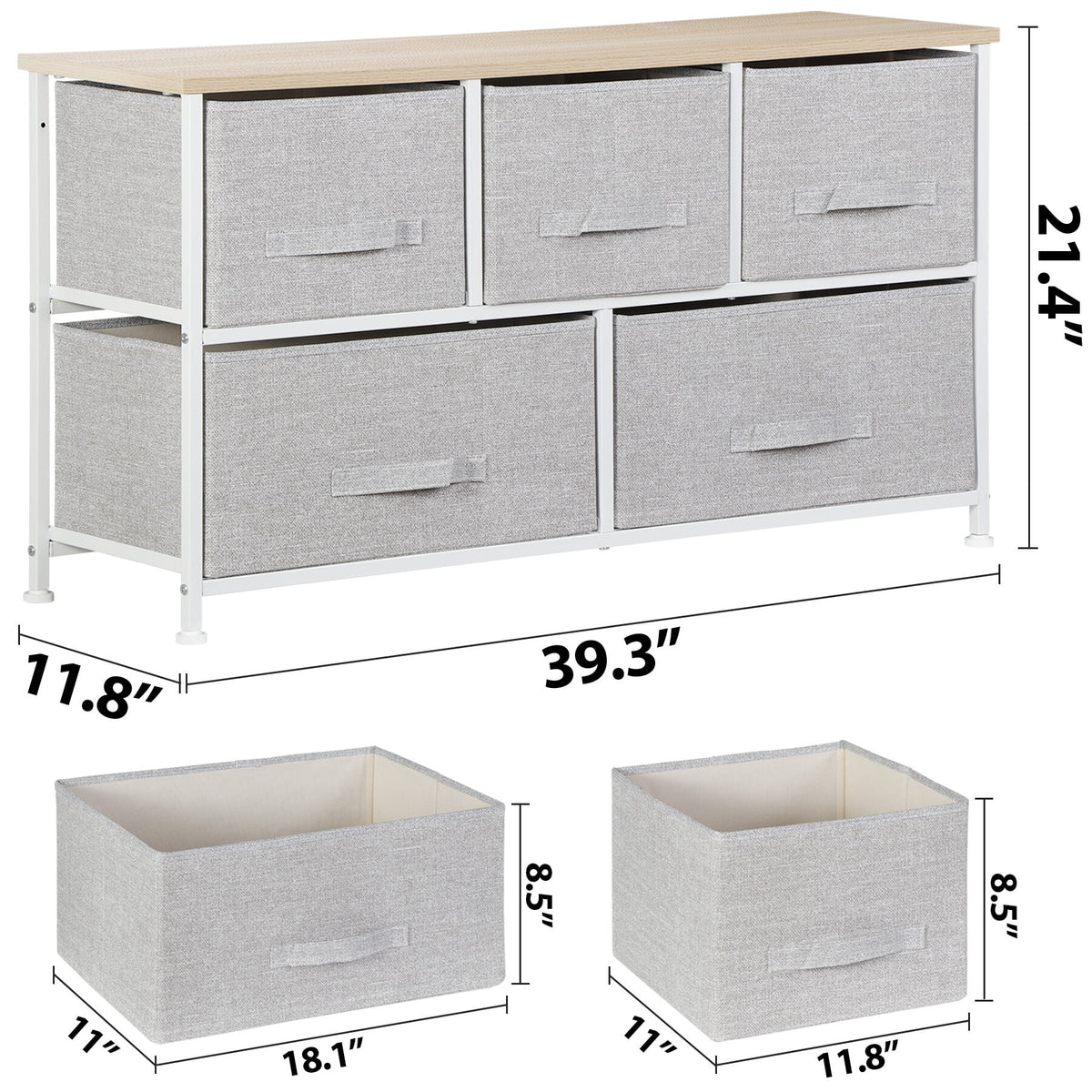 Brown 5 Drawer Fabric Dresser G79450