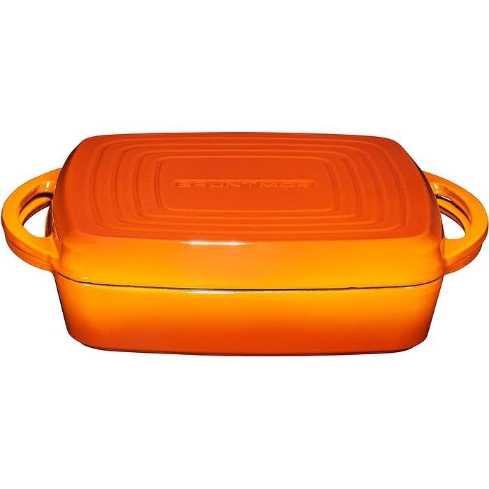 Enameled Cast Iron 11 inch Square Casserole Baking Pan with Griddle Lid Y926