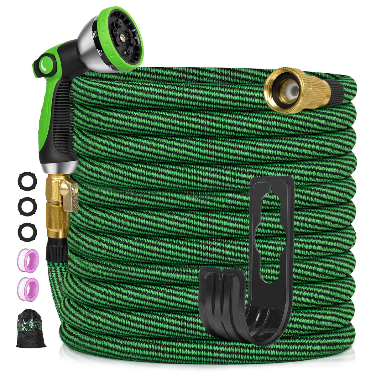Expandable Garden Hose 100ft Flexible No-Kink with 10 Metal Spray Nozzle B779037