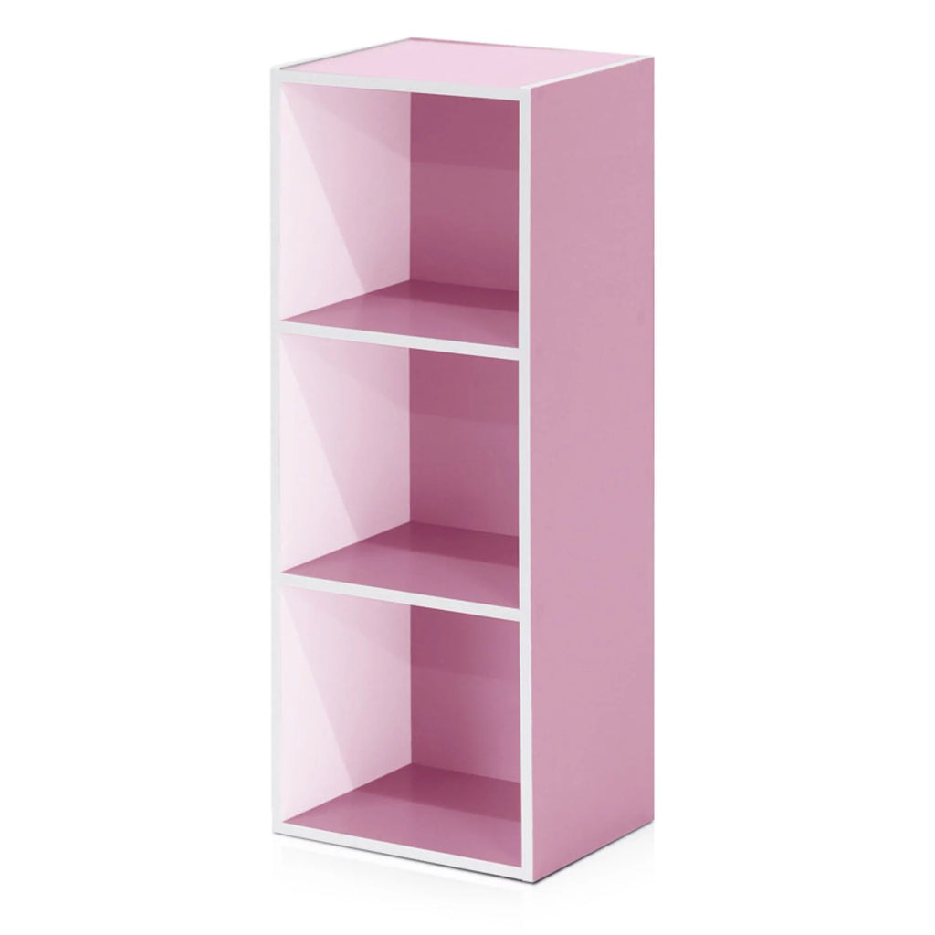 White Pink 3-Tier Engineered Wood Bookcase J903