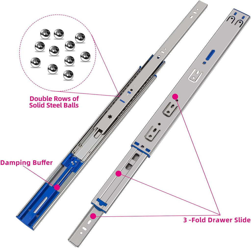 24 Inch Soft Close Full Extension Ball Bearing Drawer Slides 6 Pairs G999767